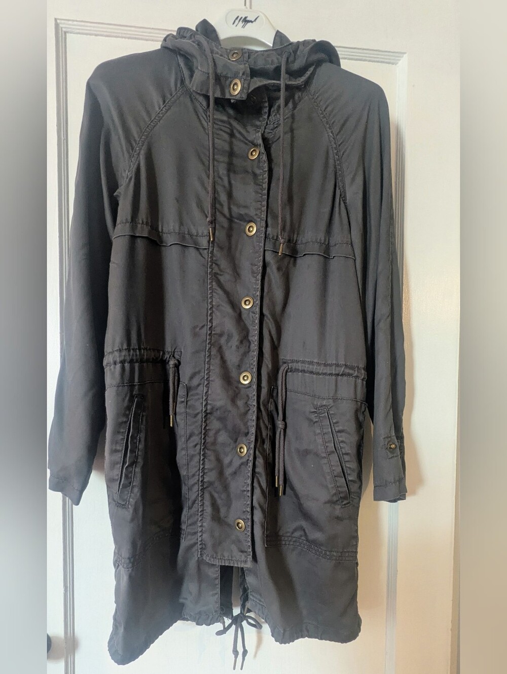 Women's Zippered Parka W/Removable Hood, Adjustable Drawstring Waist, Hem, Cuffs